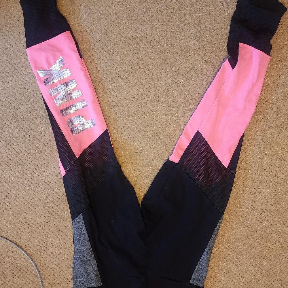 PINK Victoria's Secret Pink and Black Leggings